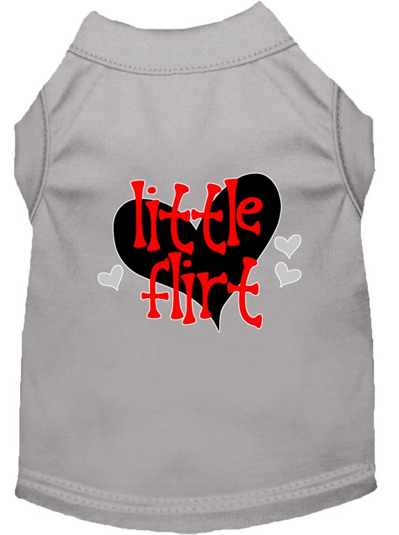 Little Flirt Screen Print Dog Shirt Grey XS